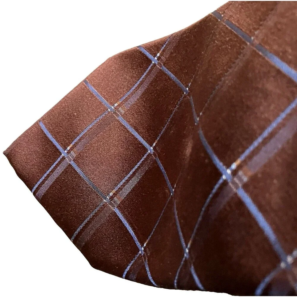 Banana Republic Tie Iridescent Plaid Maroon Red Brown Silk Preppy Career